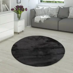 Hochflor-Teppich RABBIT 780 Schwarz Rund Paco Home