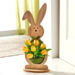 Holzdeko Hase mit Tulpen Eldo