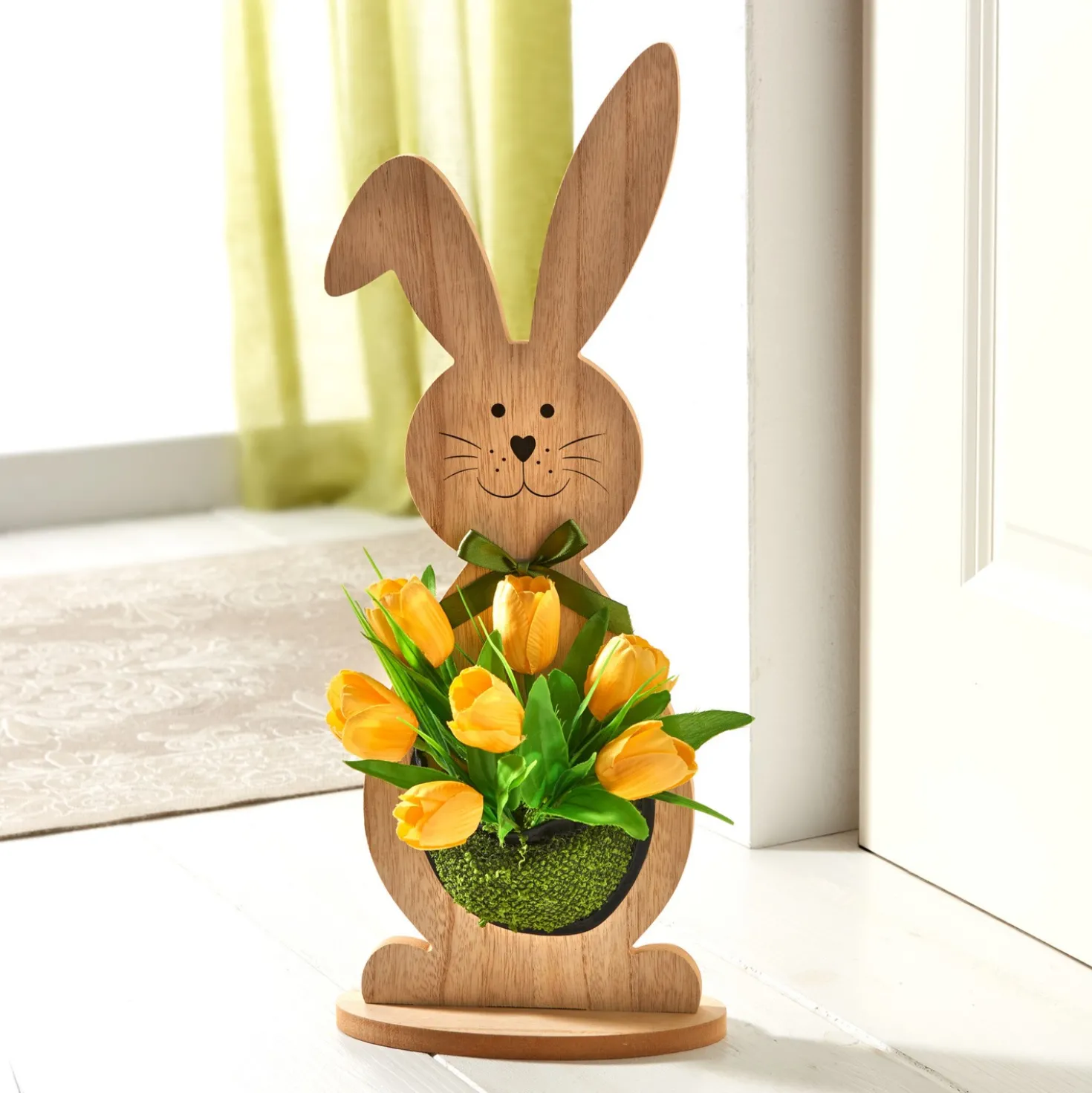 Holzdeko Hase mit Tulpen Eldo