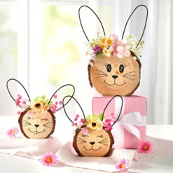 Holzdeko "Hasenköpfe" 3er-Set Eldo