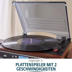 7-in-1 Musikanlage "Hudson Deluxe" für CDs, Kassetten, Vinyl Bergström