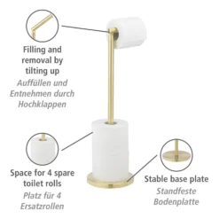 2-in-1 Stand-Toilettenpapierhalter Gold WENKO