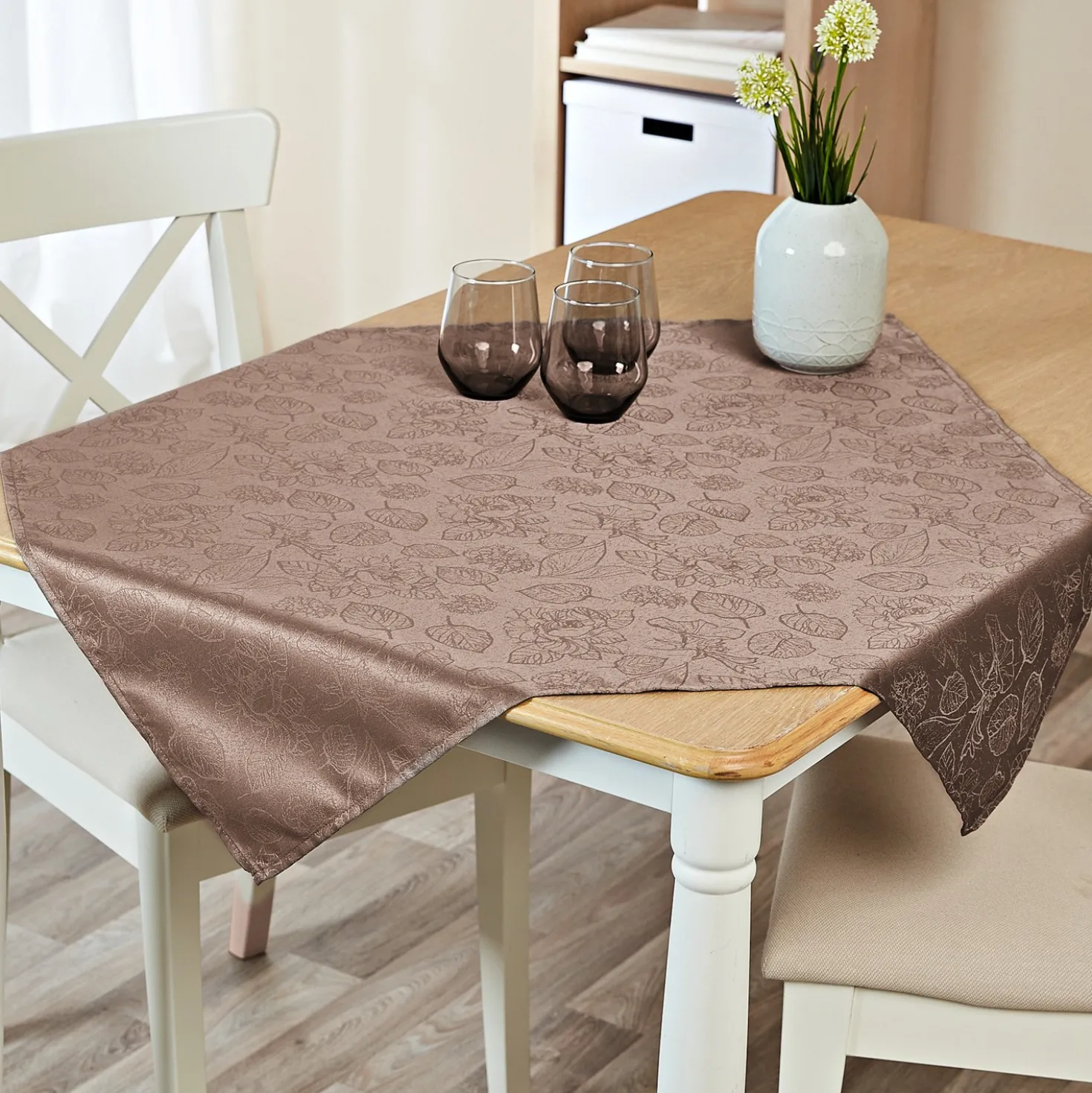 Jacquard-Mitteldecke taupe Eldo 85x85 cm