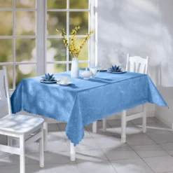 Jacquard-Tischdecke "Jasmin" hellblau, 130x160 cm