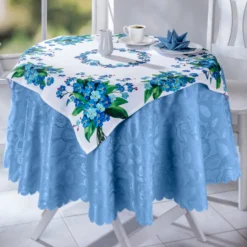 Jacquard-Tischdecke "Jasmin" hellblau, Ø 160 cm