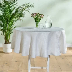 Jacquard-Tischdecke natur, Ø 140 cm