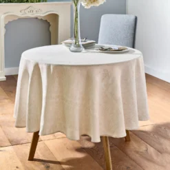 Jacquard-Tischdecke natur, Ø 180 cm