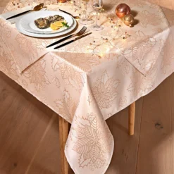Jacquard-Tischdecke roségold, 130x160 cm