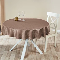 Jacquard Tischdecke taupe Eldo Ø 140cm