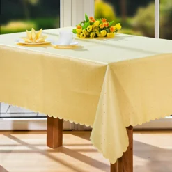 Jacquard-Tischdecke "Tupfen" gelb, 130 x 225 cm