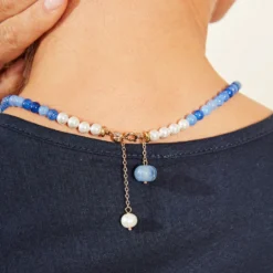 Jade-Kette mit Süßwasserperlen