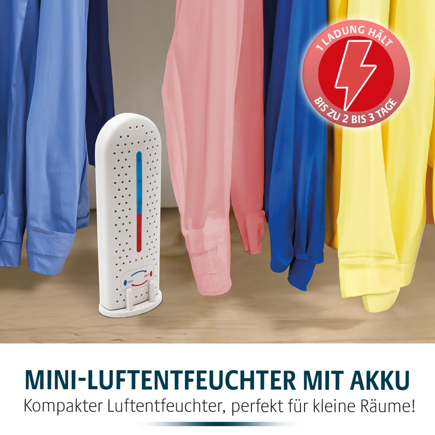 Kabelloser Mini-Luftentfeuchter Clarsen – USB-aufladbar & kompakt