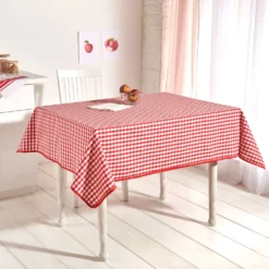 Karo-Tischdecke rot-weiß 132x132cm Eldo