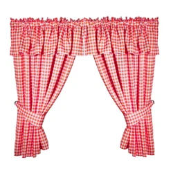 Karo-Vorhanggarnitur rot-weiß 116 x 121 cm Eldo