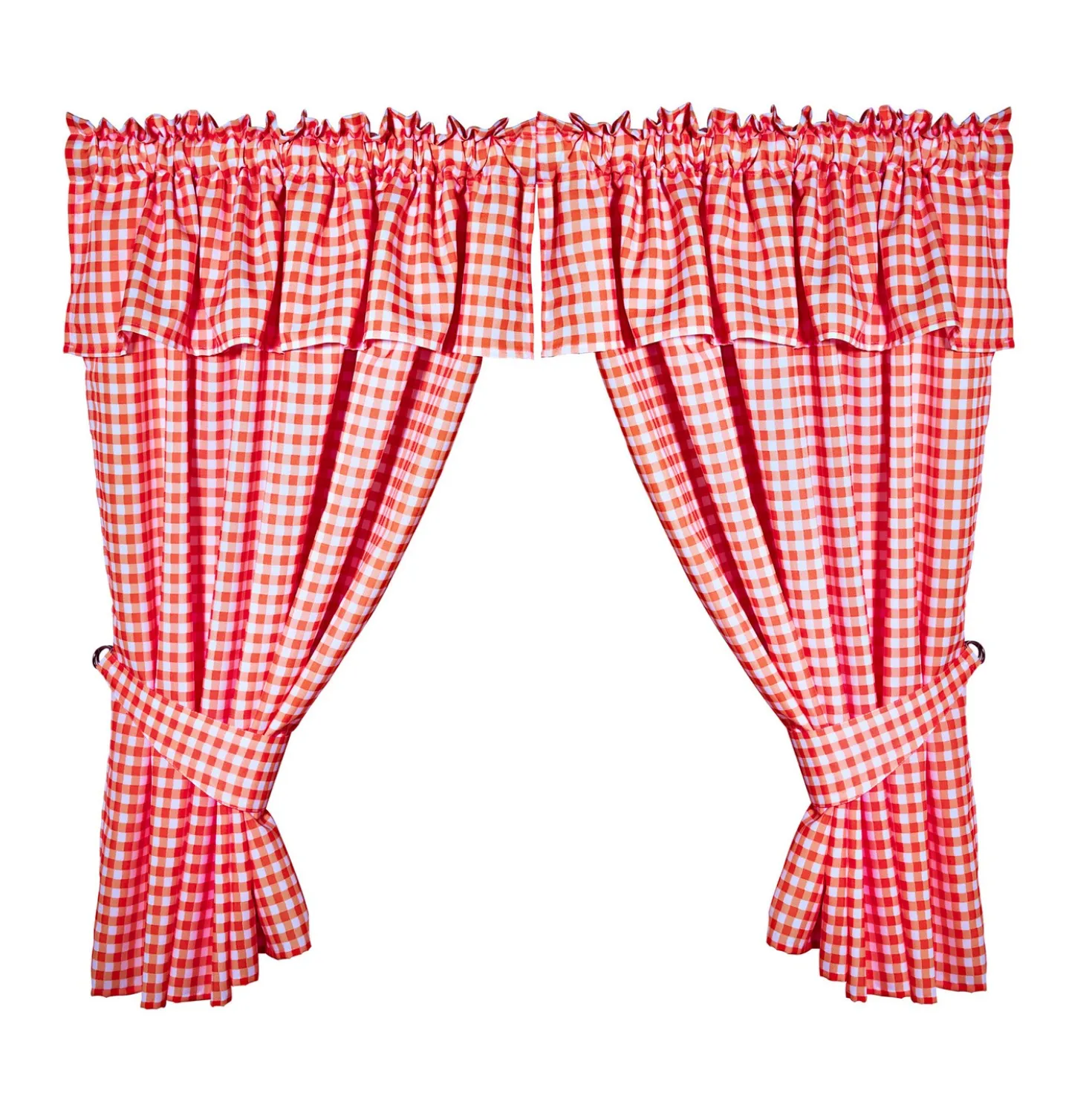 Karo-Vorhanggarnitur rot-weiß 116 x 121 cm Eldo