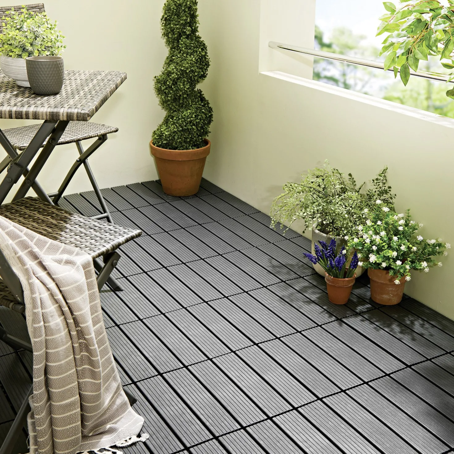 Klick-Gartenfliesen grau 8er-Set Gainsborough