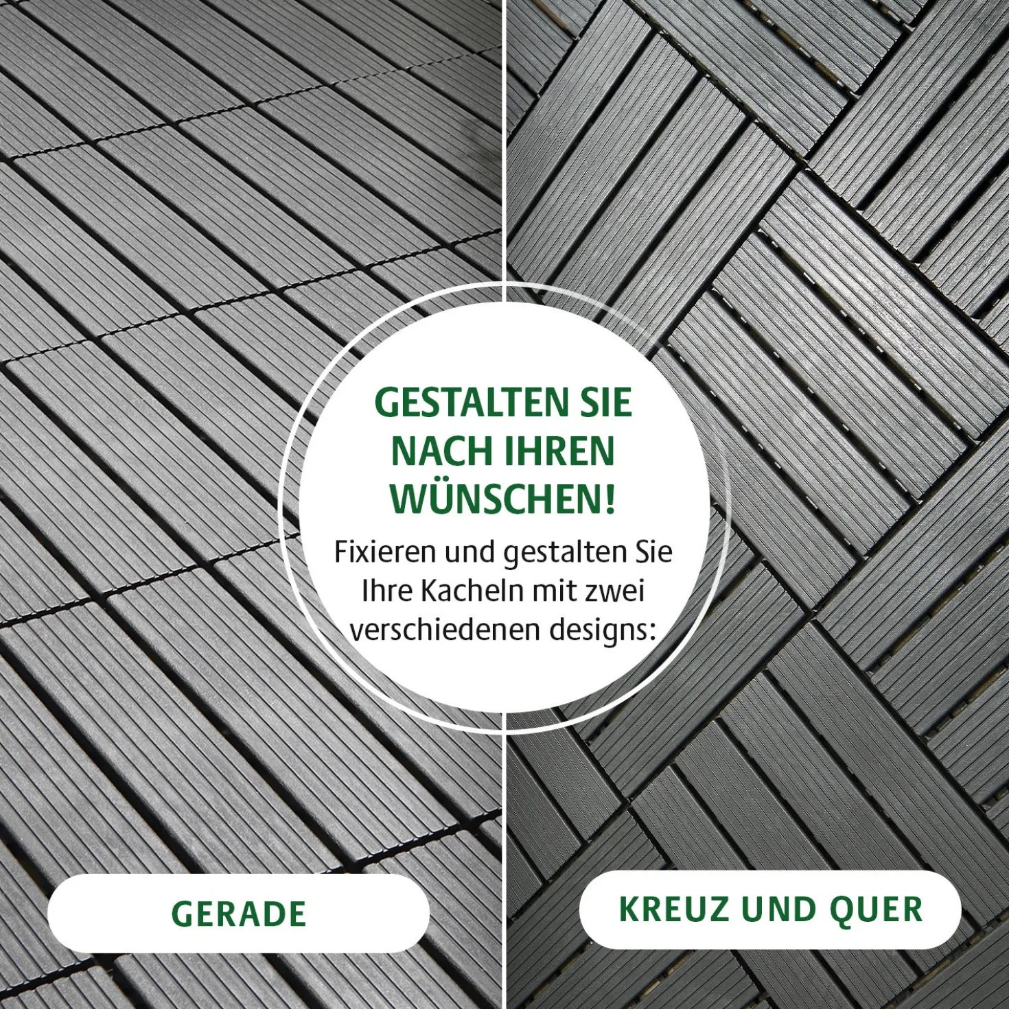 Klick-Gartenfliesen grau 8er-Set Gainsborough