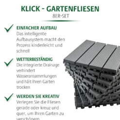 Klick-Gartenfliesen grau 8er-Set Gainsborough