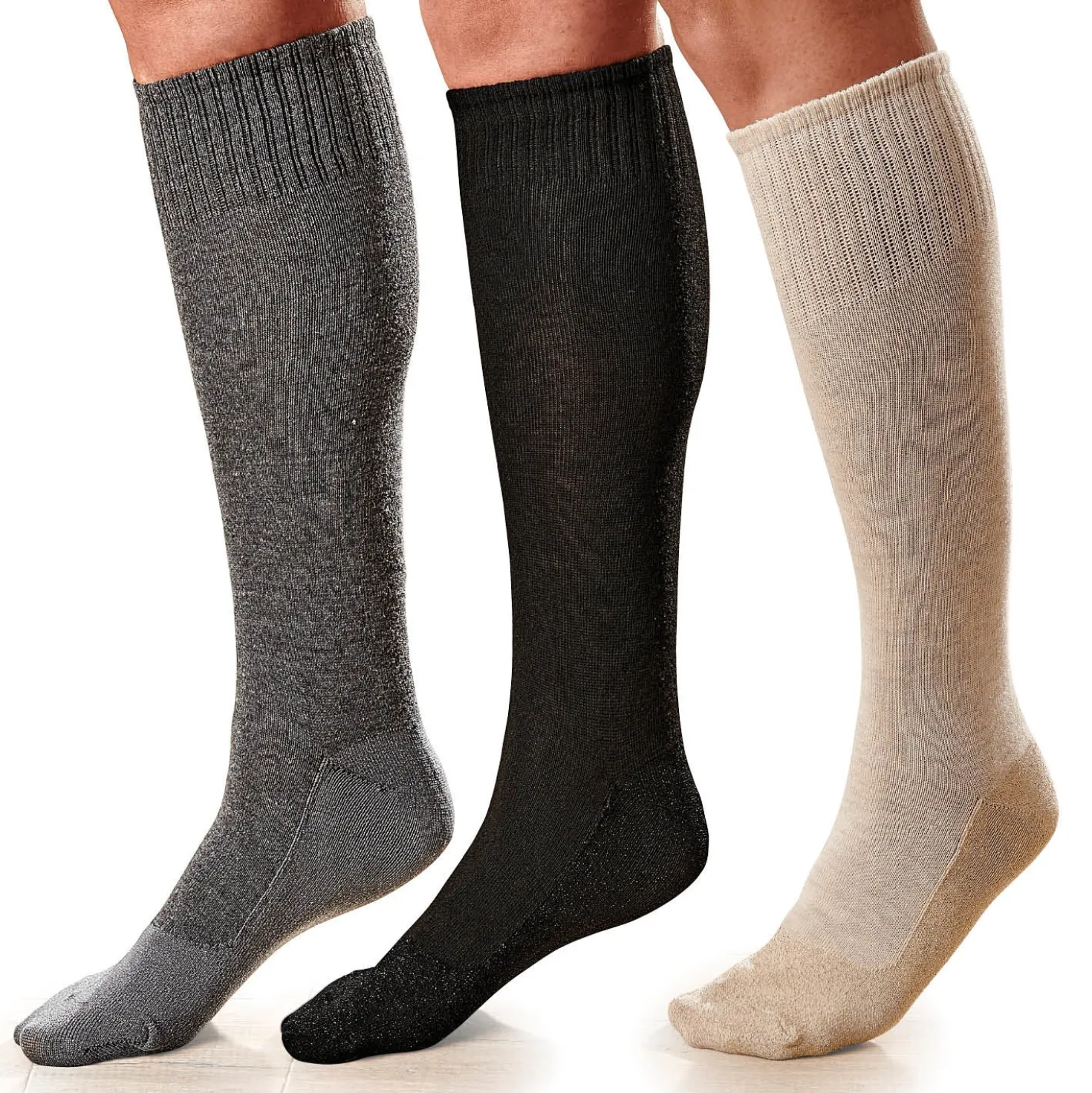 Kniestrümpfe mit Metallic-Effekt extra weit 3er-Set