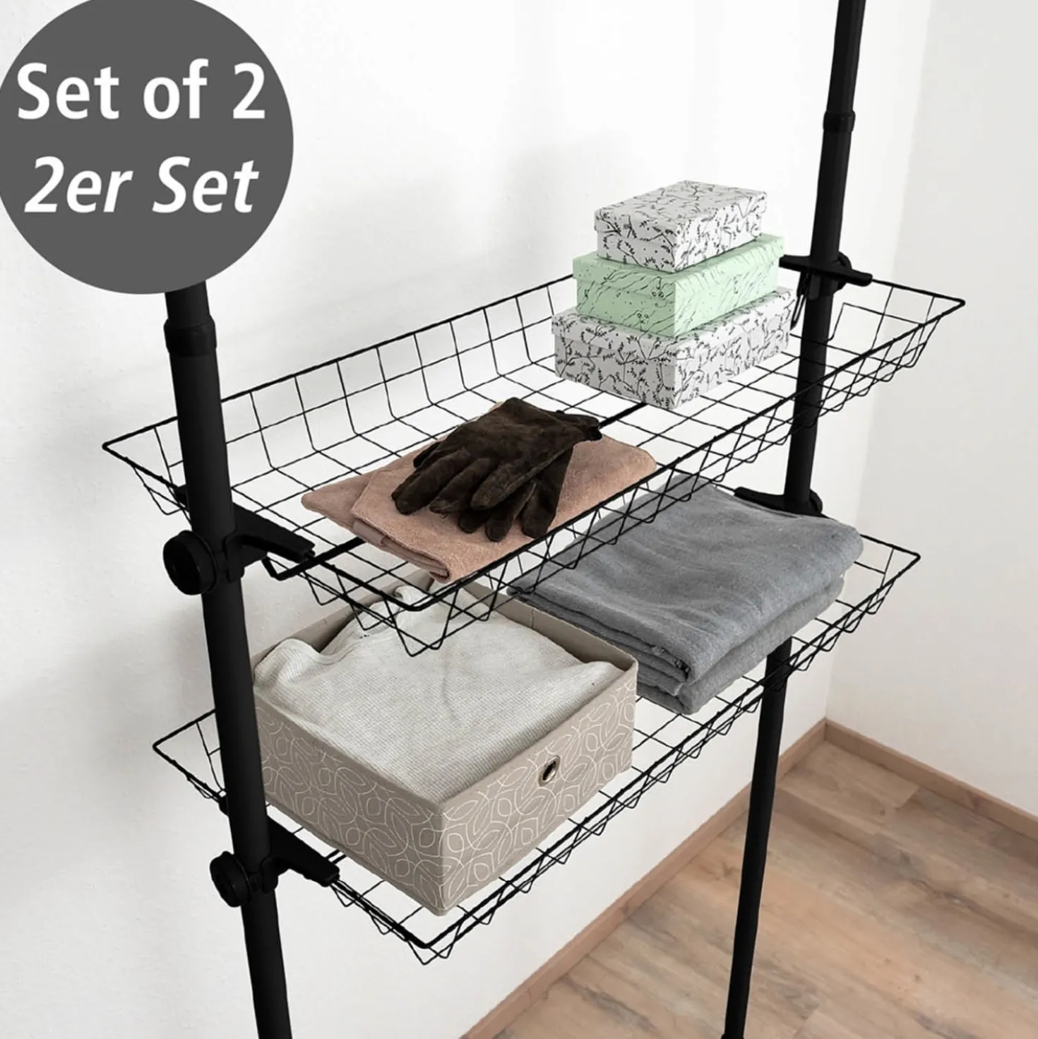 Korb Herkules 2er Set Schwarz WENKO