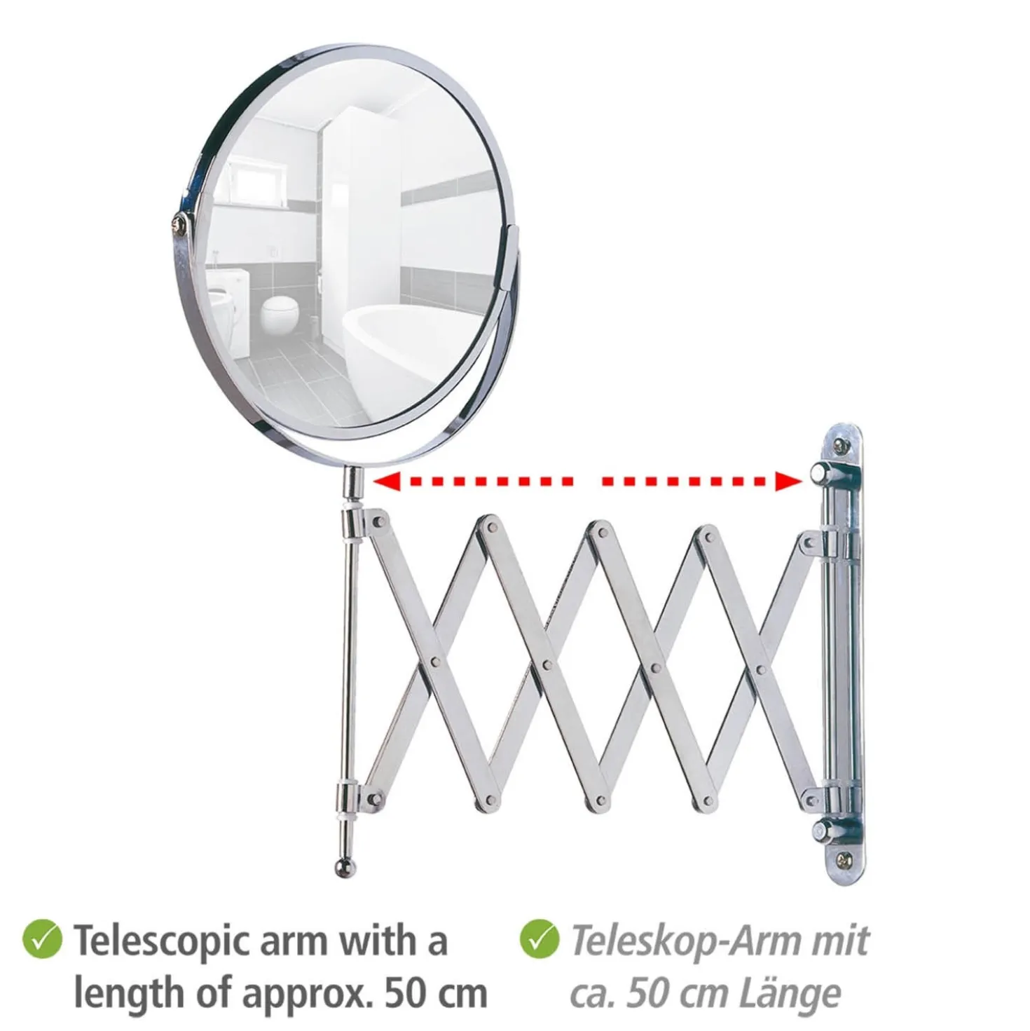 Kosmetik-Wandspiegel „Teleskop Exclusiv“ Chrom WENKO