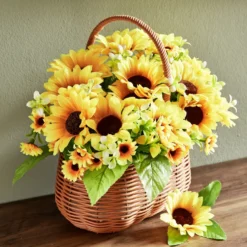 Kunstblumenarrangement Sonnenblumen im Korb Eldo