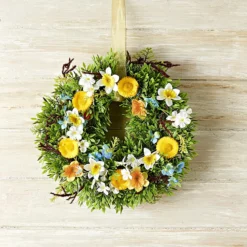 Kunstblumenkranz Buchsbaum mit Blüten zu Ostern Eldo