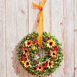 Kunstblumenkranz Buchsbaum mit Sonnenblumen Eldo