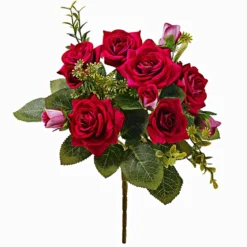 Kunstblume Rosenstrauß dunkelrot
