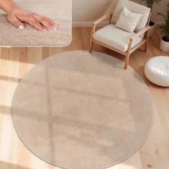 Kurzflor-Teppich CADIZ 630 Beige Rund Paco Home