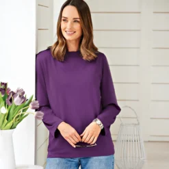 Langarmshirts lila-blau-bordeaux 3er-Set