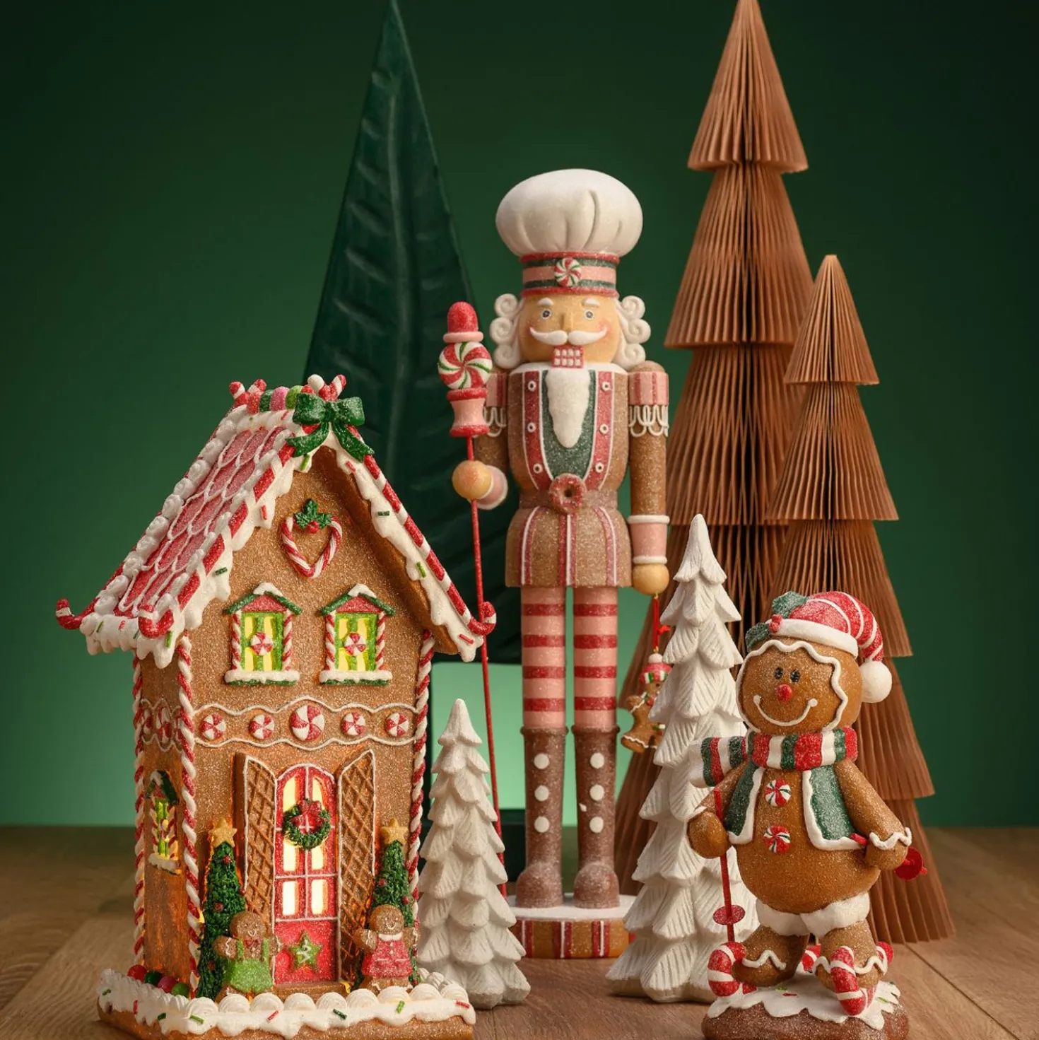 Lebkuchenhaus mit LED-Beleuchtung 31 cm hoch