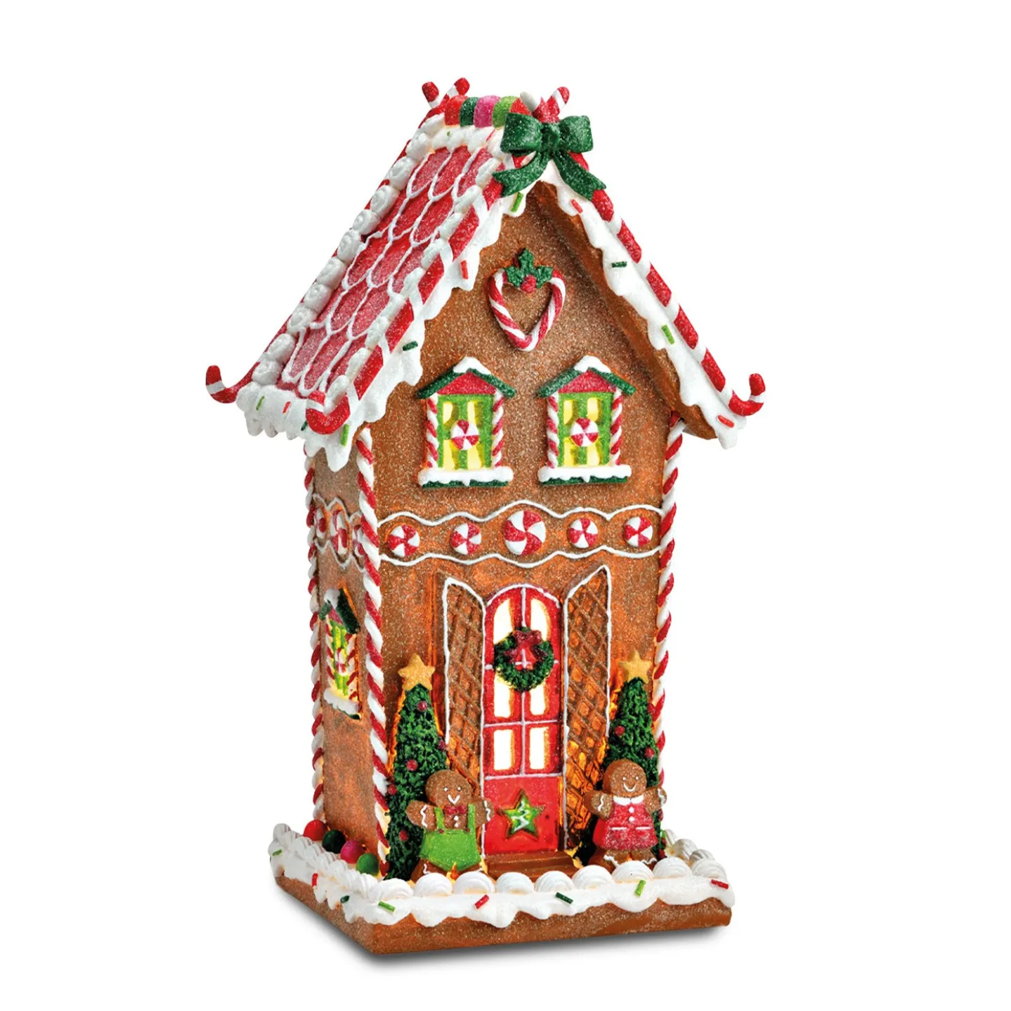 Lebkuchenhaus mit LED-Beleuchtung 31 cm hoch