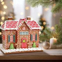Lebkuchenhaus mit LED-Beleuchtung 26 cm hoch