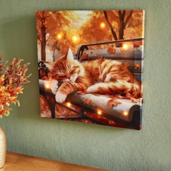 LED-Bild "Herbstkatze"