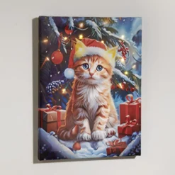 LED-Bild "Weihnachtskatze"