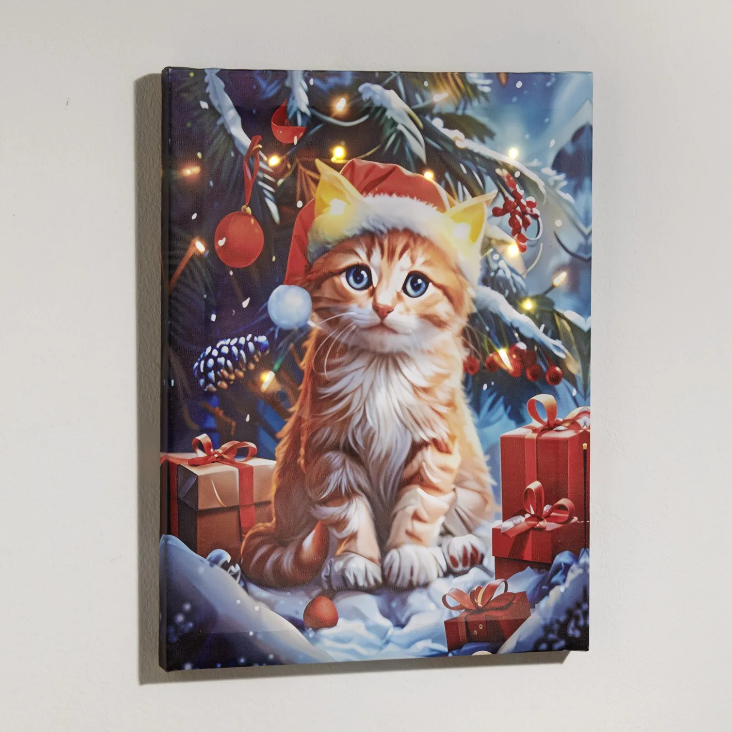LED-Bild "Weihnachtskatze"