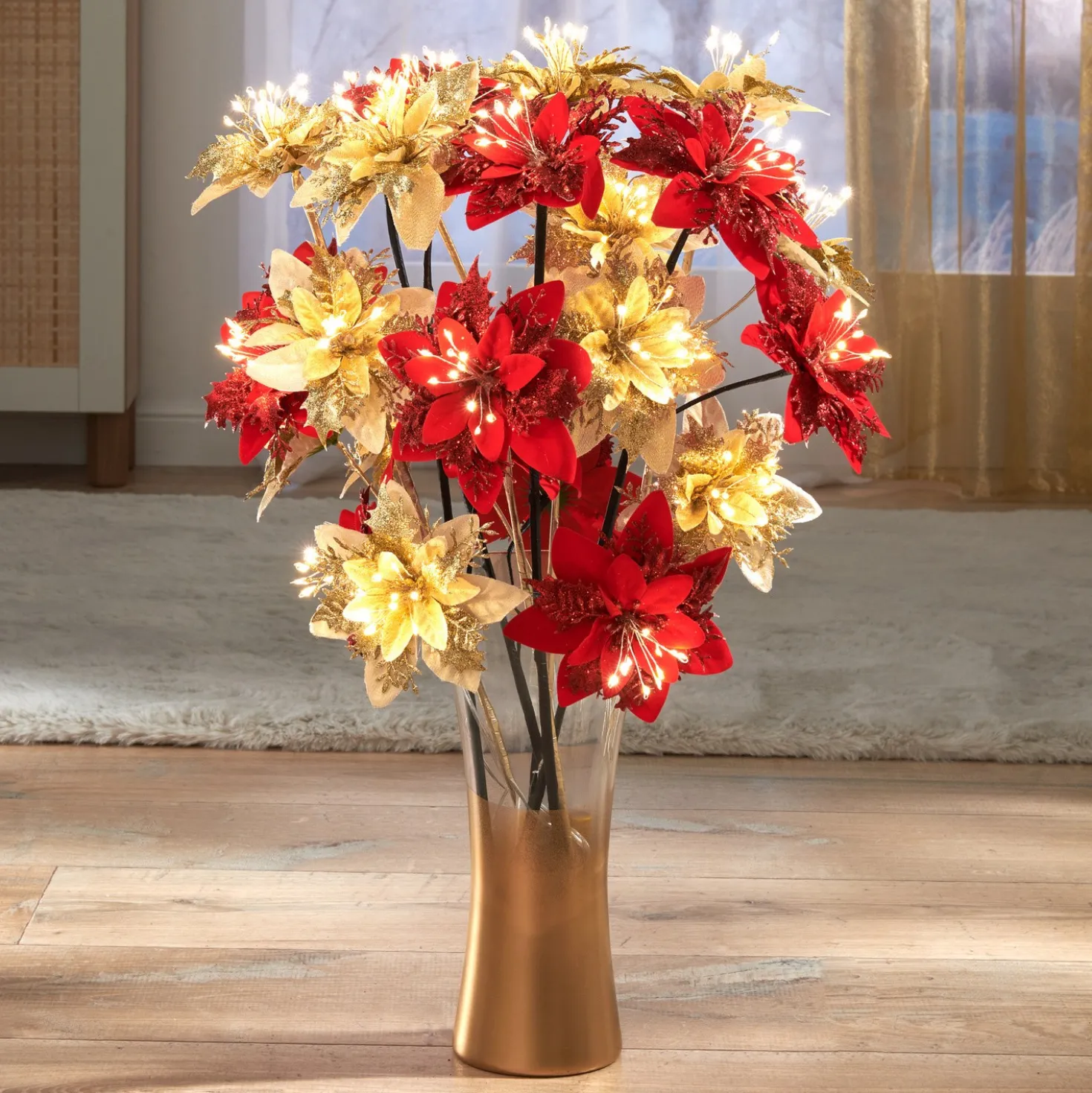 LED-Christsternzweige rot 2er-Set