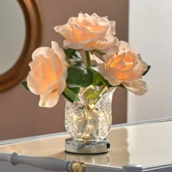 LED-Deko Glasvase mit Rosenstrauß Eldo