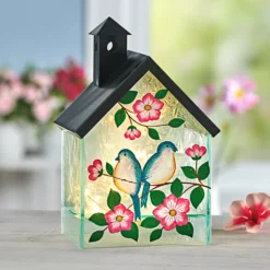 LED-Deko-Vogelhaus mit Glasfront