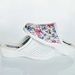Leder-Clog "Angela" geblümt