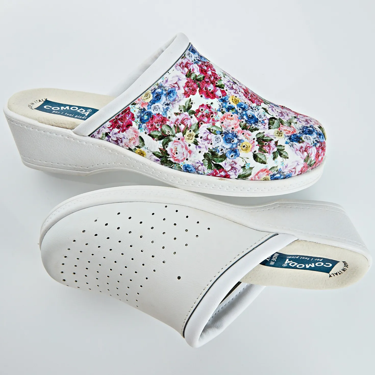 Leder-Clog "Angela" geblümt