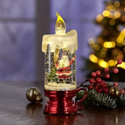 LED Glitter Kerze Santa