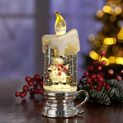LED Glitter Kerze Schneemann
