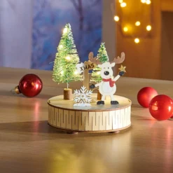 LED-Holzdeko "Weihnachtshund"