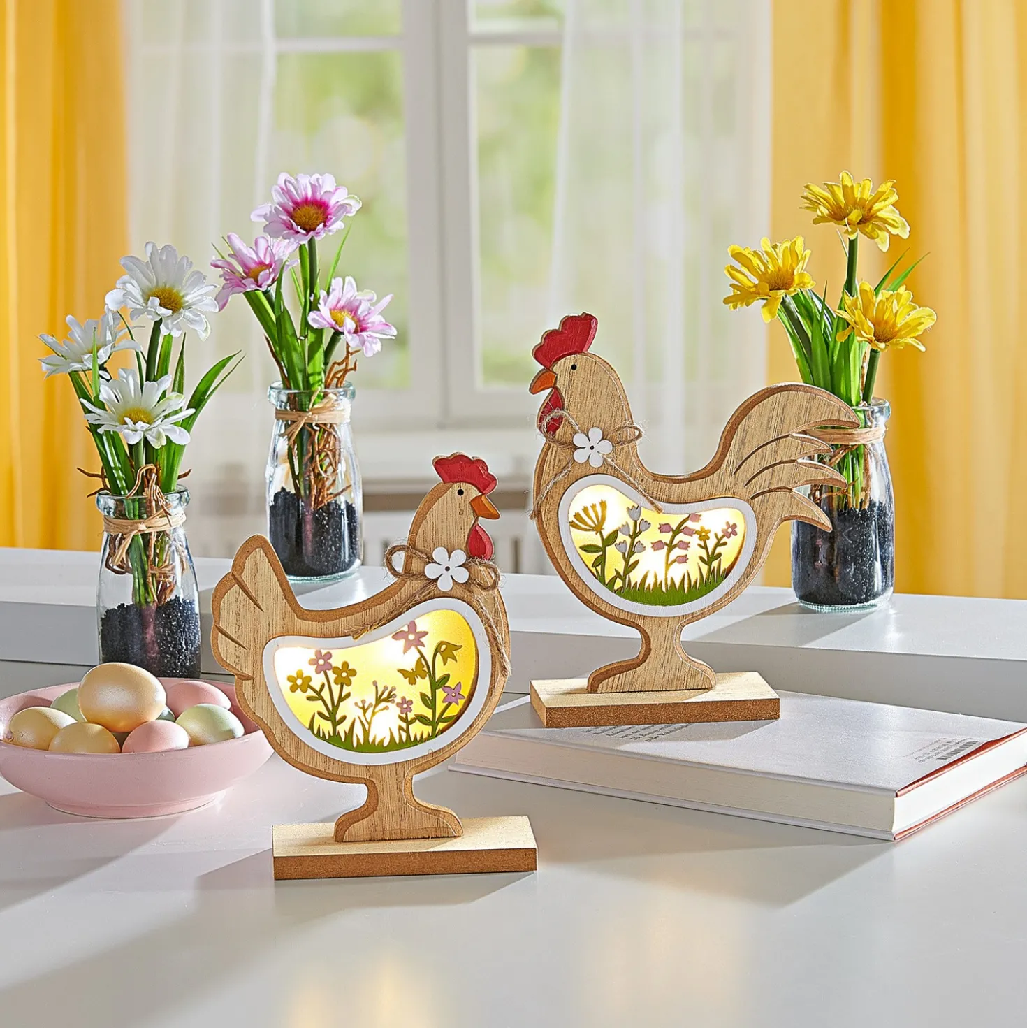 LED-Holzfigur Hahn "Henry" Eldo