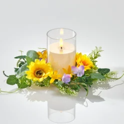 LED-Kerze mit Sonnenblumen-Kranz Eldo