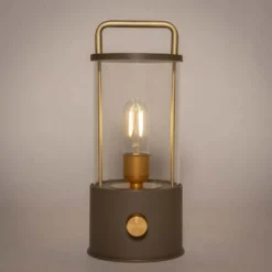 LED-Laterne Design A matt taupe