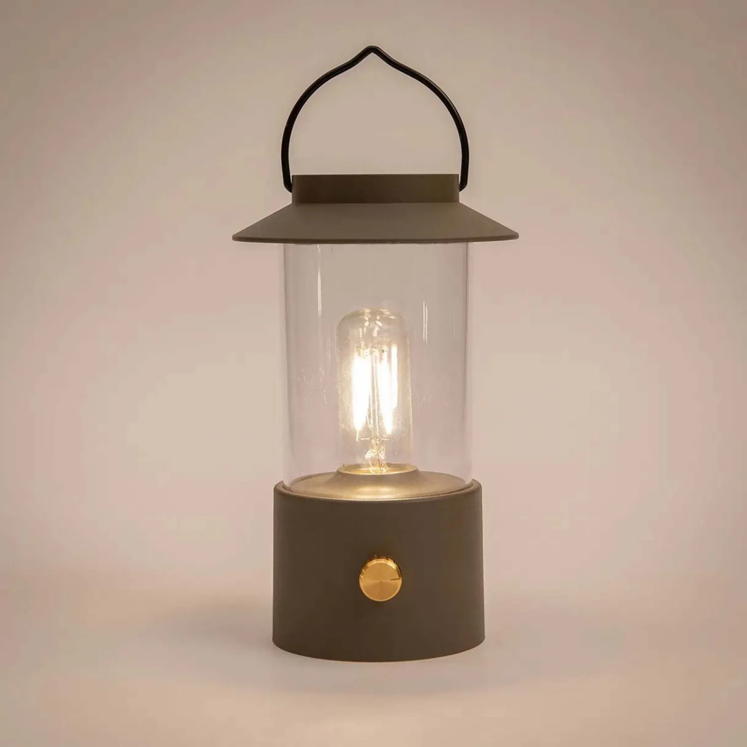 LED-Laterne Design B matt taupe