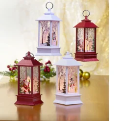 LED-Laterne Nostalgie Weihnachtsmann rot